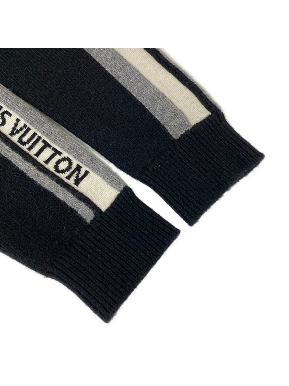 Louis Vuitton Long Sleeve Sweater XS Intarsia Signature Black Gray White - Picture 5 of 11